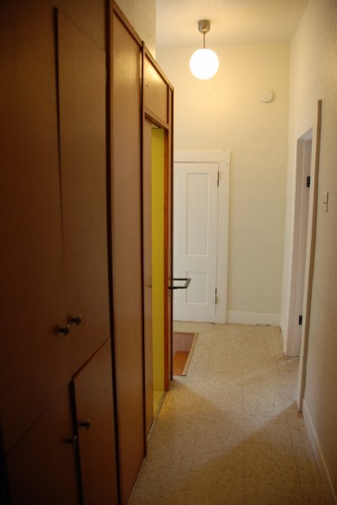 Bathroom bump-out & hall cabinets.