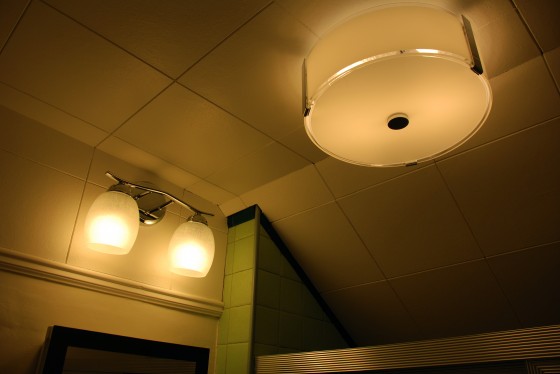New vanity and overhead light.